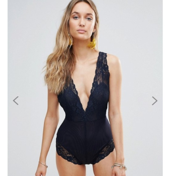 Free People Tops - Free People Black Mesh Sheer Lace Bodysuit